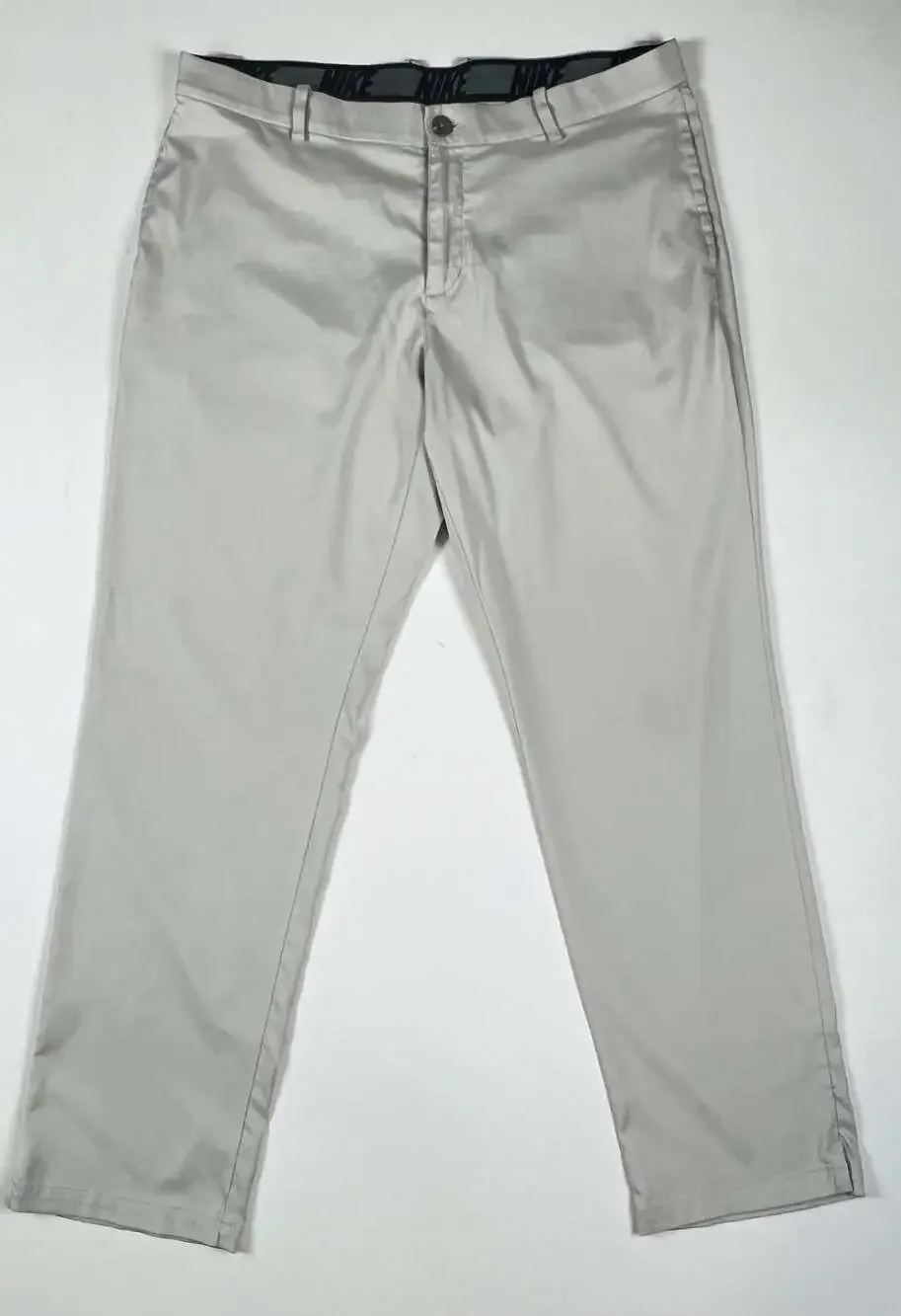 Nike Dri-Fit Golf Pants Men 38x32 Gray Flat Front Performance Trousers